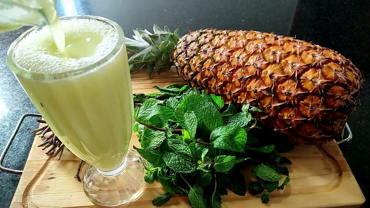 suco de abacaxi com hortela